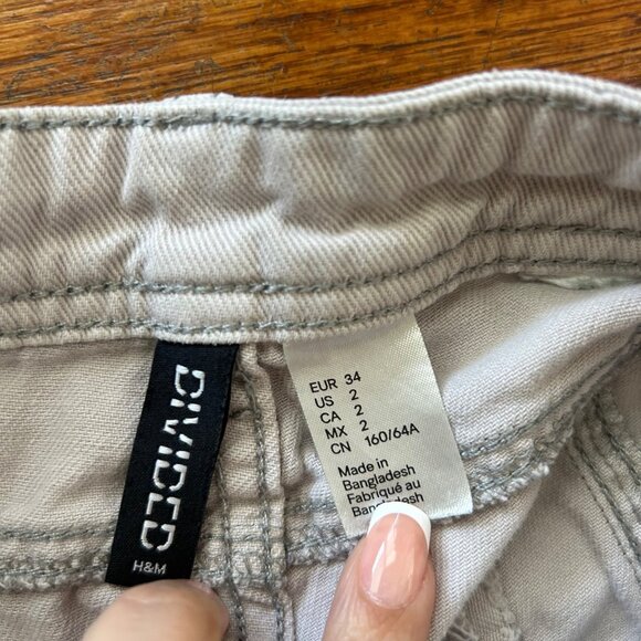 Flared Grunge Wide Leg Utility Pants w/ Cargo Pockets & Front Seam Detail - Sz 2 - Picture 6 of 7